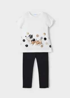 Mayoral Girl Dog Print T-Shirt and Leggings Set