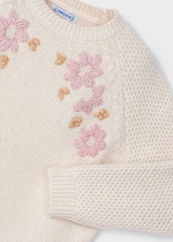 Mayoral Girl Embroidered Flower Sweater