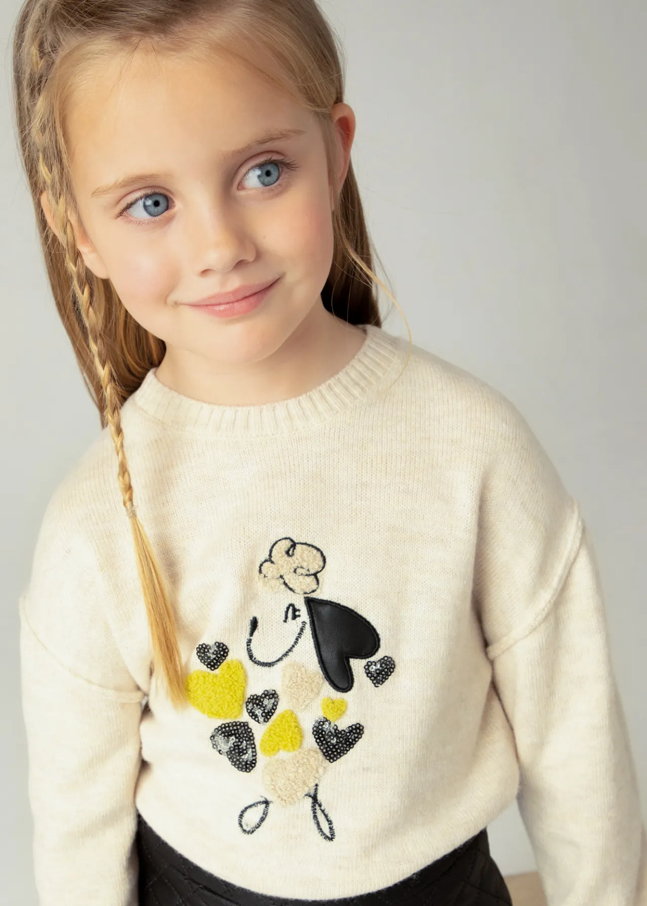 Mayoral Girl Embroidered Puppy Sweater