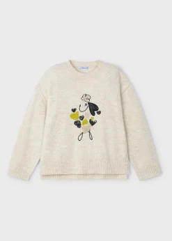 Mayoral Girl Embroidered Puppy Sweater