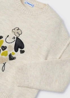 Mayoral Girl Embroidered Puppy Sweater