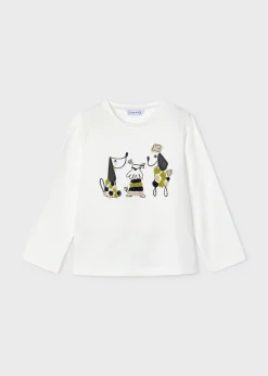Mayoral Girl Embroidered Puppy T-Shirt