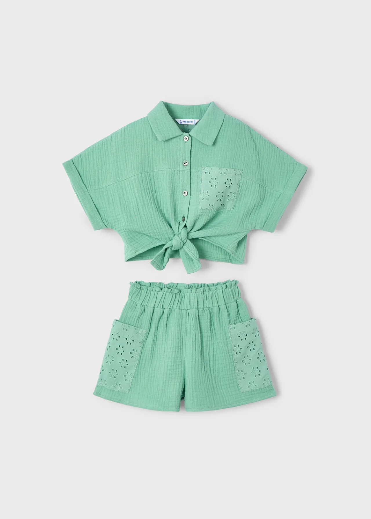 Mayoral Girl Eyelet Shorts and Blouse Set
