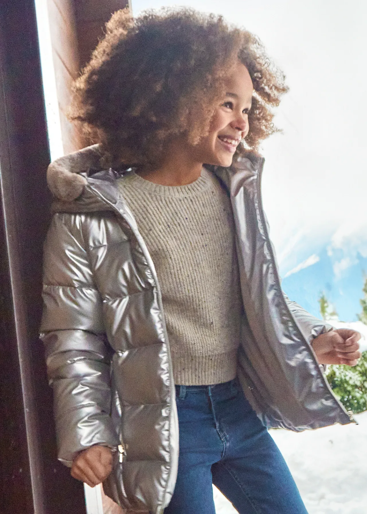 Mayoral Girl Faux Fur Hooded Coat