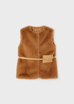 Mayoral Girl Faux Fur Vest with Belt