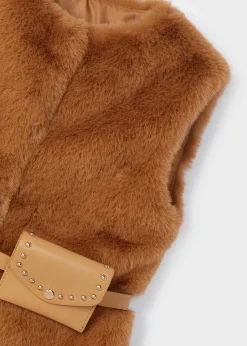 Mayoral Girl Faux Fur Vest with Belt