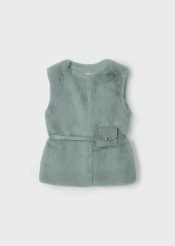 Mayoral Girl Faux Fur Vest with Belt