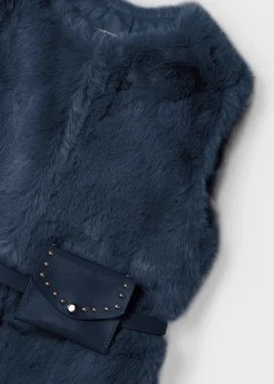 Mayoral Girl Faux Fur Vest with Belt