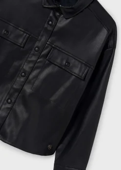 Mayoral Girl Faux Leather Overshirt