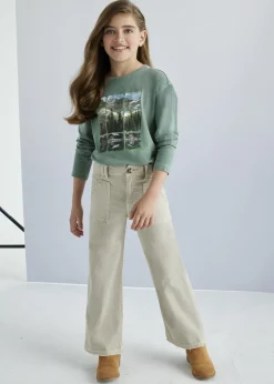 Mayoral Girl Flared Twill Pants