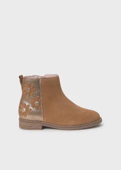 Mayoral Girl Flowered Suede Ankle Boots