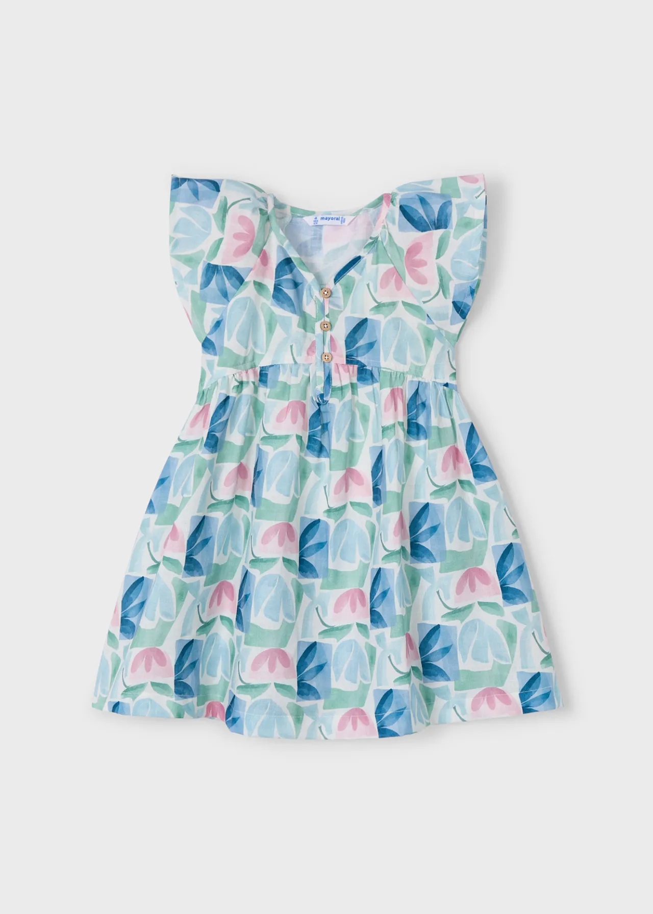 Mayoral Girl Geometric Floral Print Dress