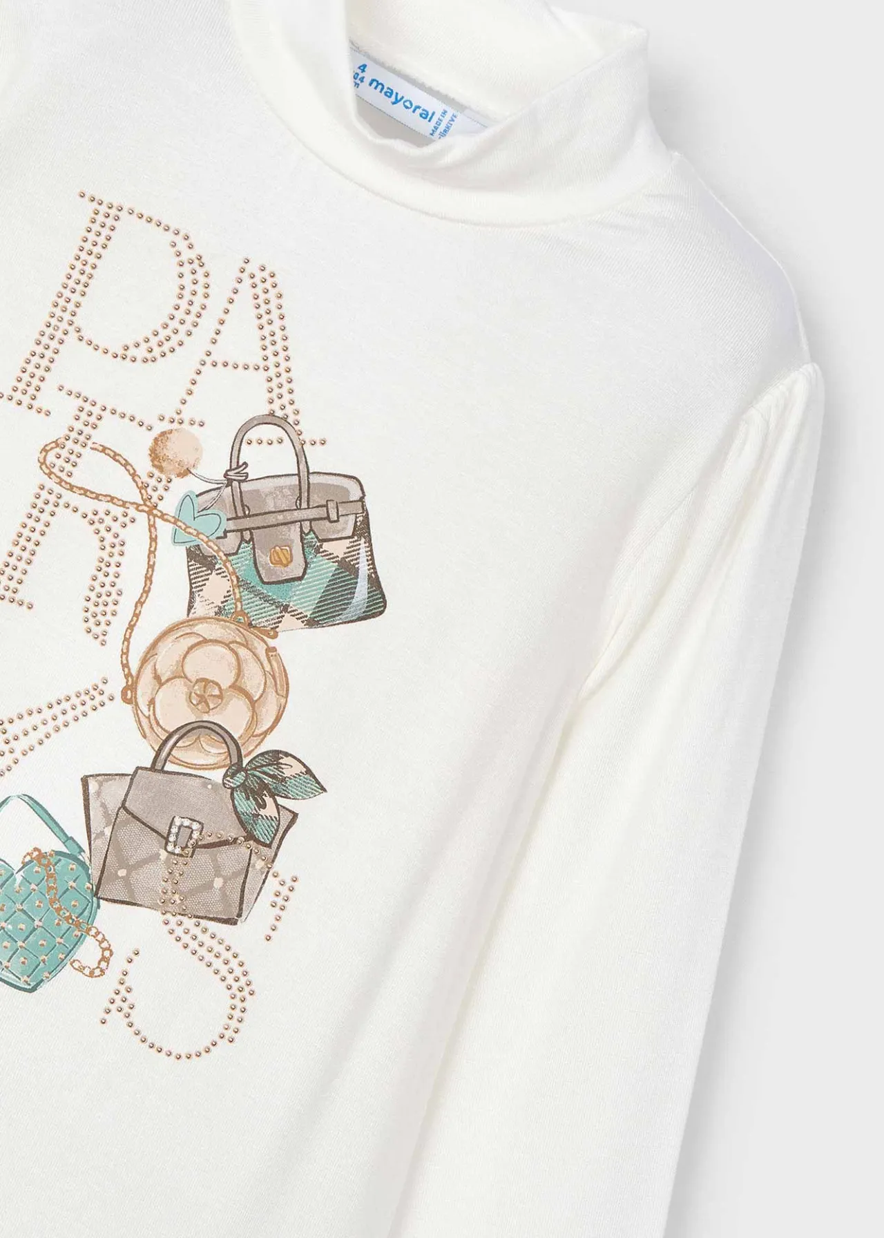 Mayoral Girl Handbag Mock Neck T-Shirt
