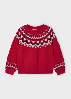 Mayoral Girl Jacquard Border Sweater