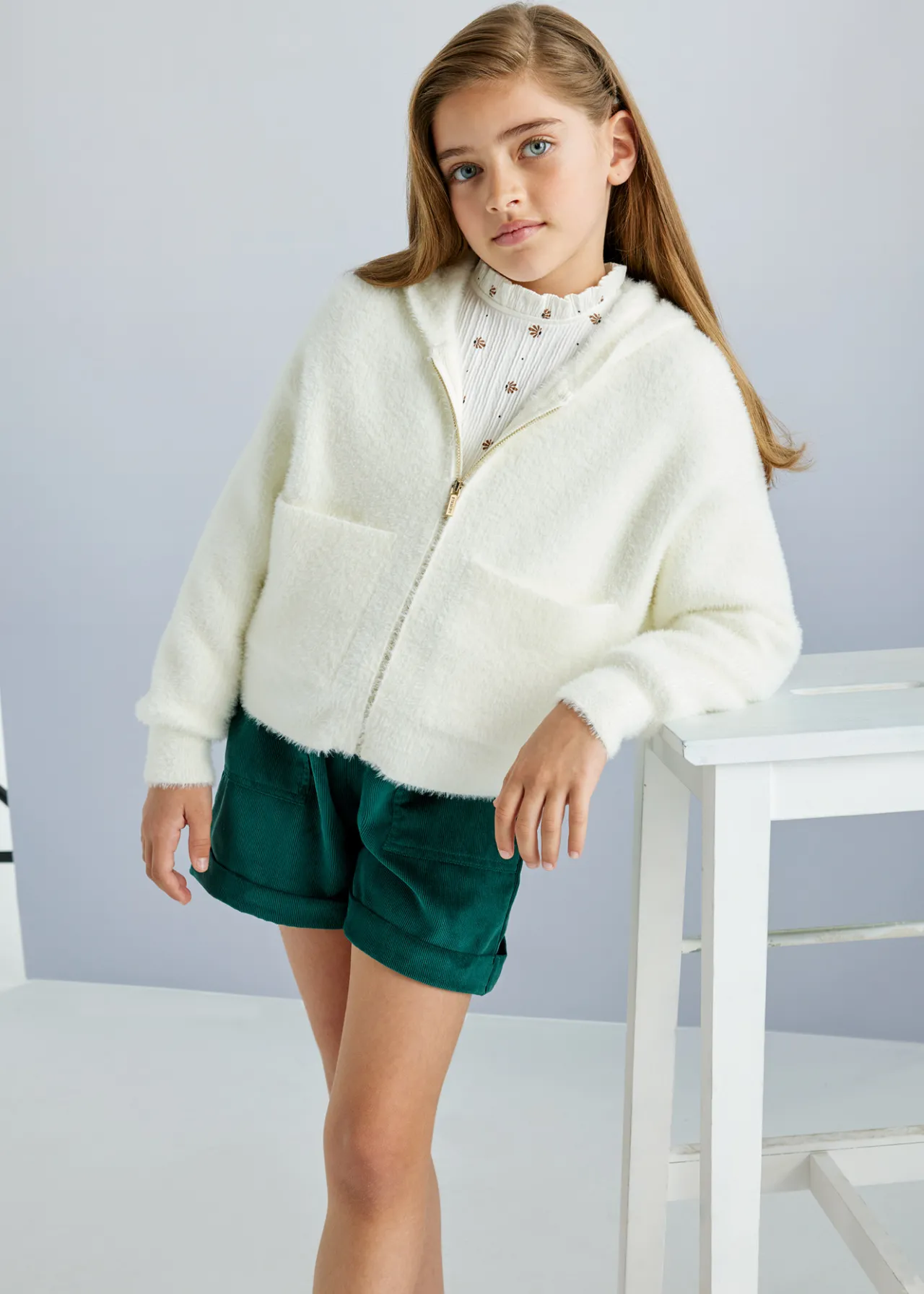 Mayoral Girl Knit Zip Hoodie