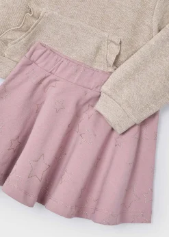 Mayoral Girl Metallic Stitch Hoodie and Skirt Set