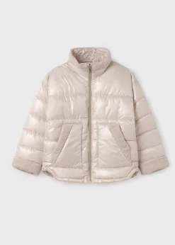 Mayoral Girl Padded Coat with Faux Sheepskin