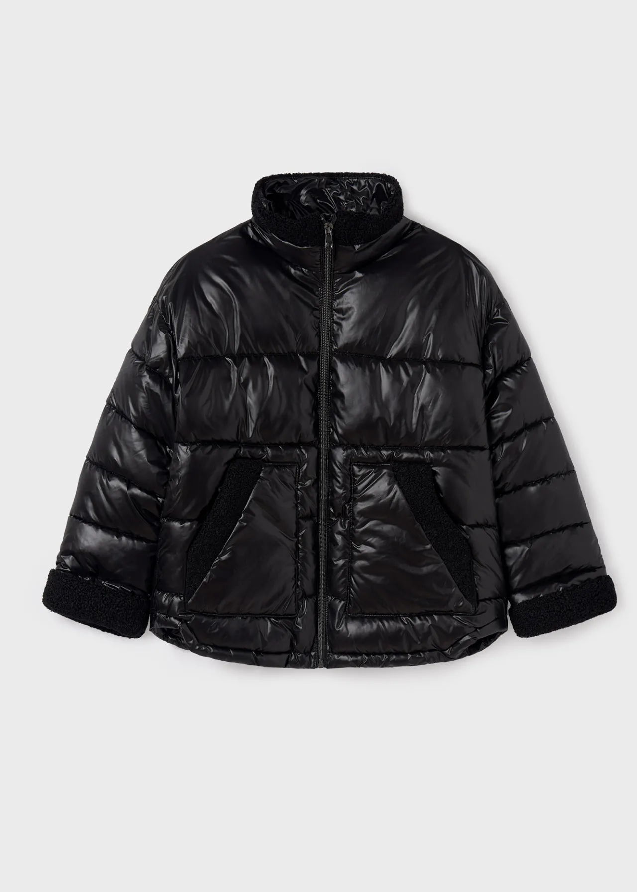 Mayoral Girl Padded Coat with Faux Sheepskin