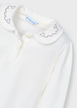 Mayoral Girl Polo Shirt with Embellished Collar