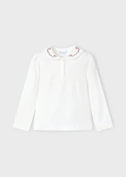 Mayoral Girl Polo Shirt with Embellished Collar