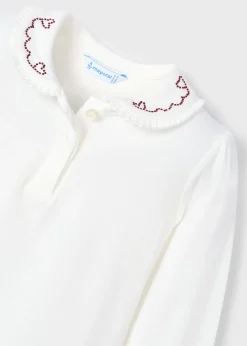 Mayoral Girl Polo Shirt with Embellished Collar