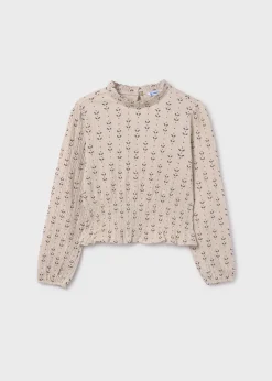 Mayoral Girl Print Ruched Top