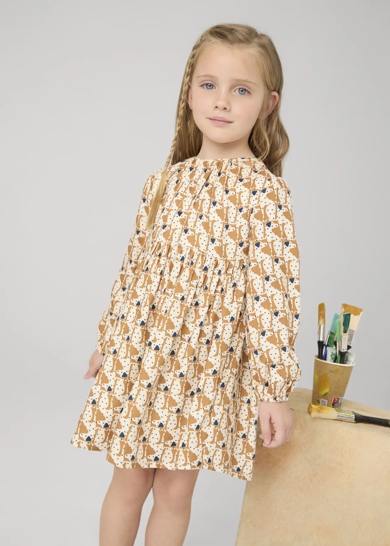 Mayoral Girl Puppy Print Flowy Dress