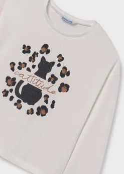Mayoral Girl Relaxed Shoulder Graphic T-Shirt