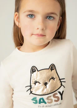 Mayoral Girl Ruched Sleeved Kitten Top