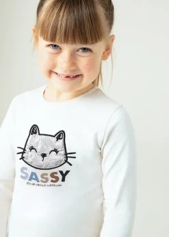 Mayoral Girl Ruched Sleeved Kitten Top