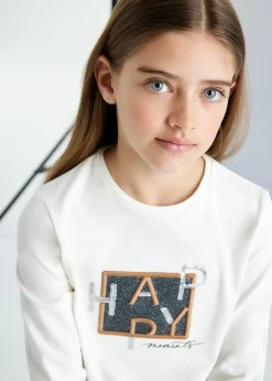 Mayoral Girl Sequin Text T-Shirt