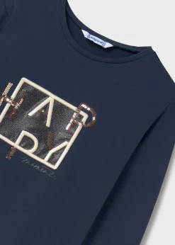 Mayoral Girl Sequin Text T-Shirt