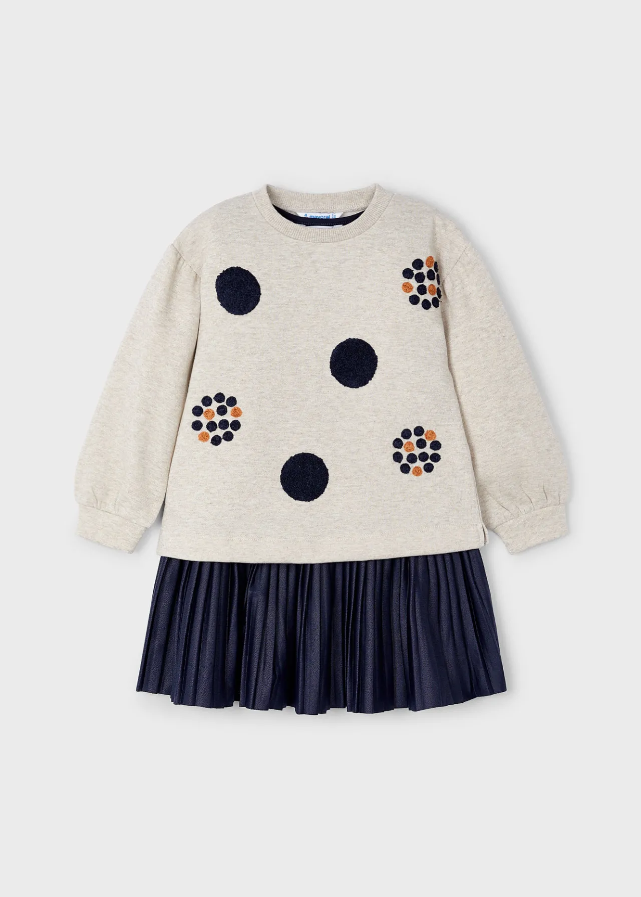 Mayoral Girl Sleeveless Dress with Polka Dot Sweater