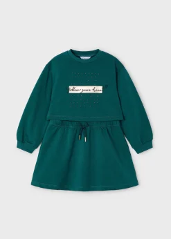 Mayoral Girl Sleeveless Dress with Text Print Sweater