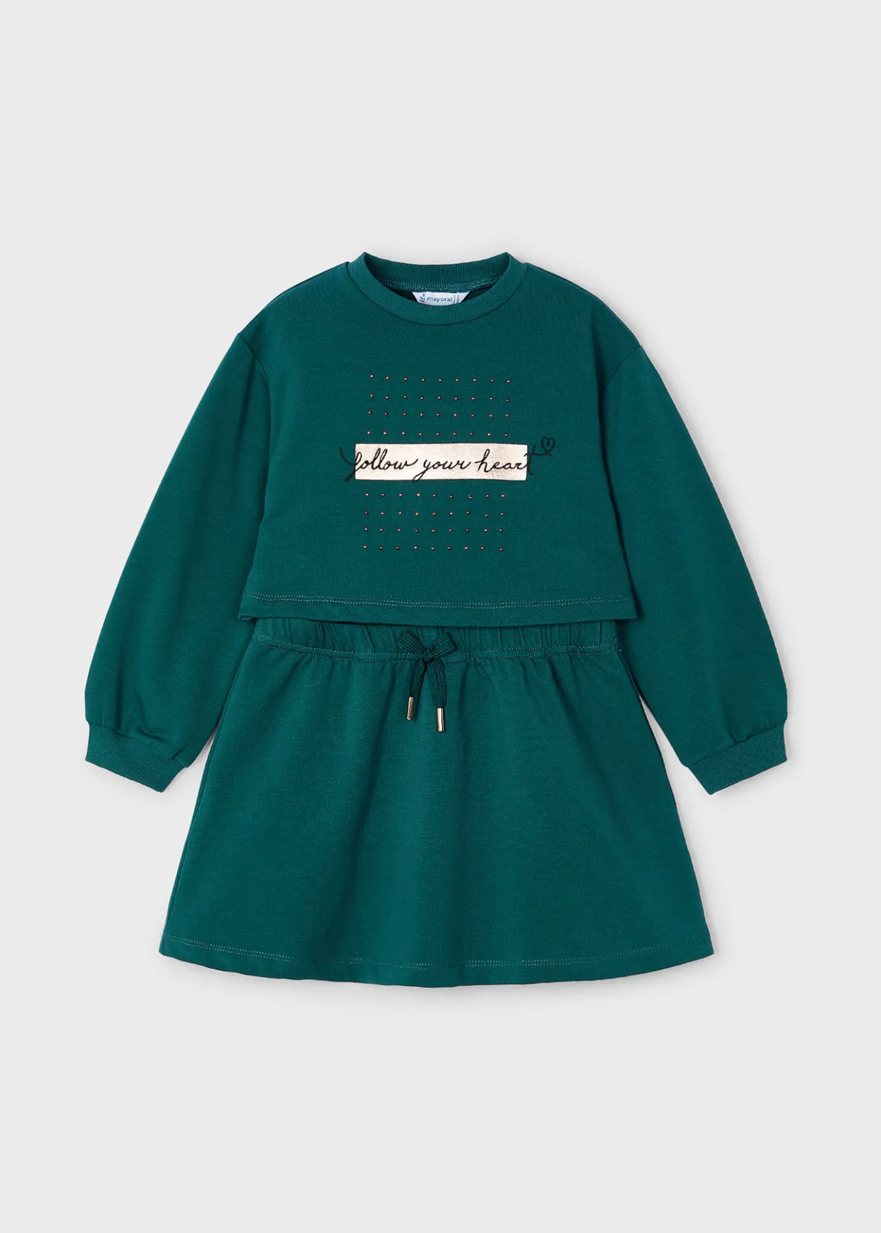 Mayoral Girl Sleeveless Dress with Text Print Sweater