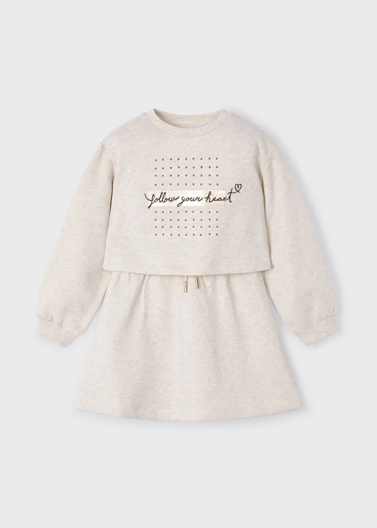 Mayoral Girl Sleeveless Dress with Text Print Sweater