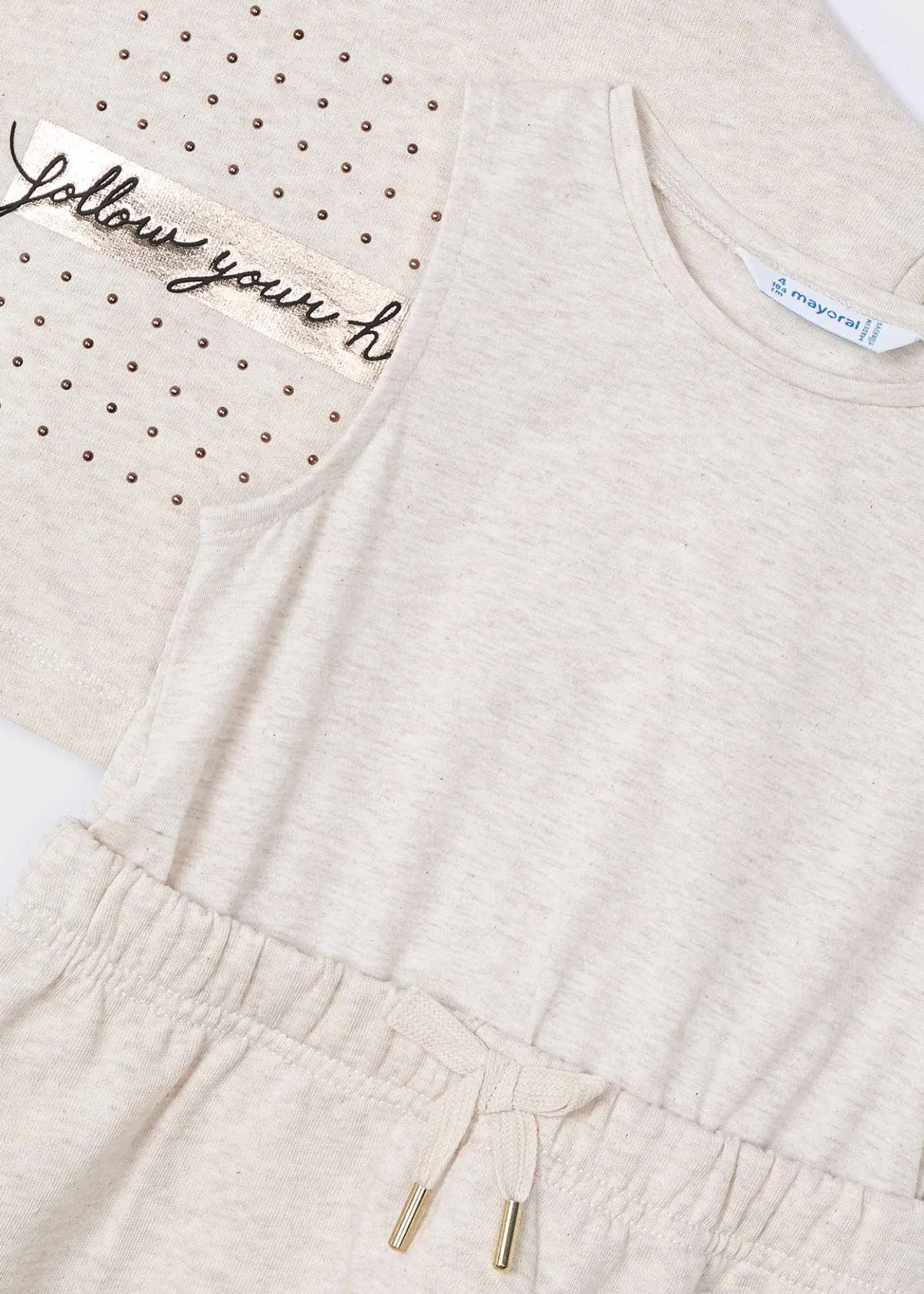 Mayoral Girl Sleeveless Dress with Text Print Sweater