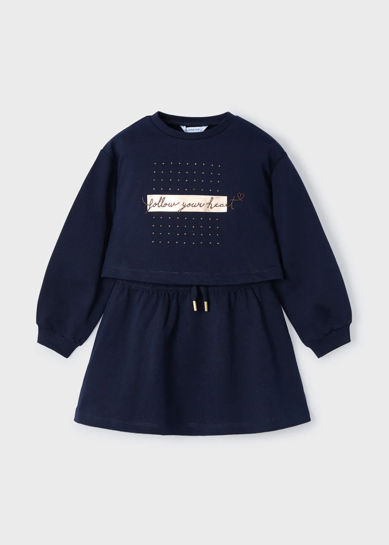 Mayoral Girl Sleeveless Dress with Text Print Sweater