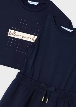 Mayoral Girl Sleeveless Dress with Text Print Sweater