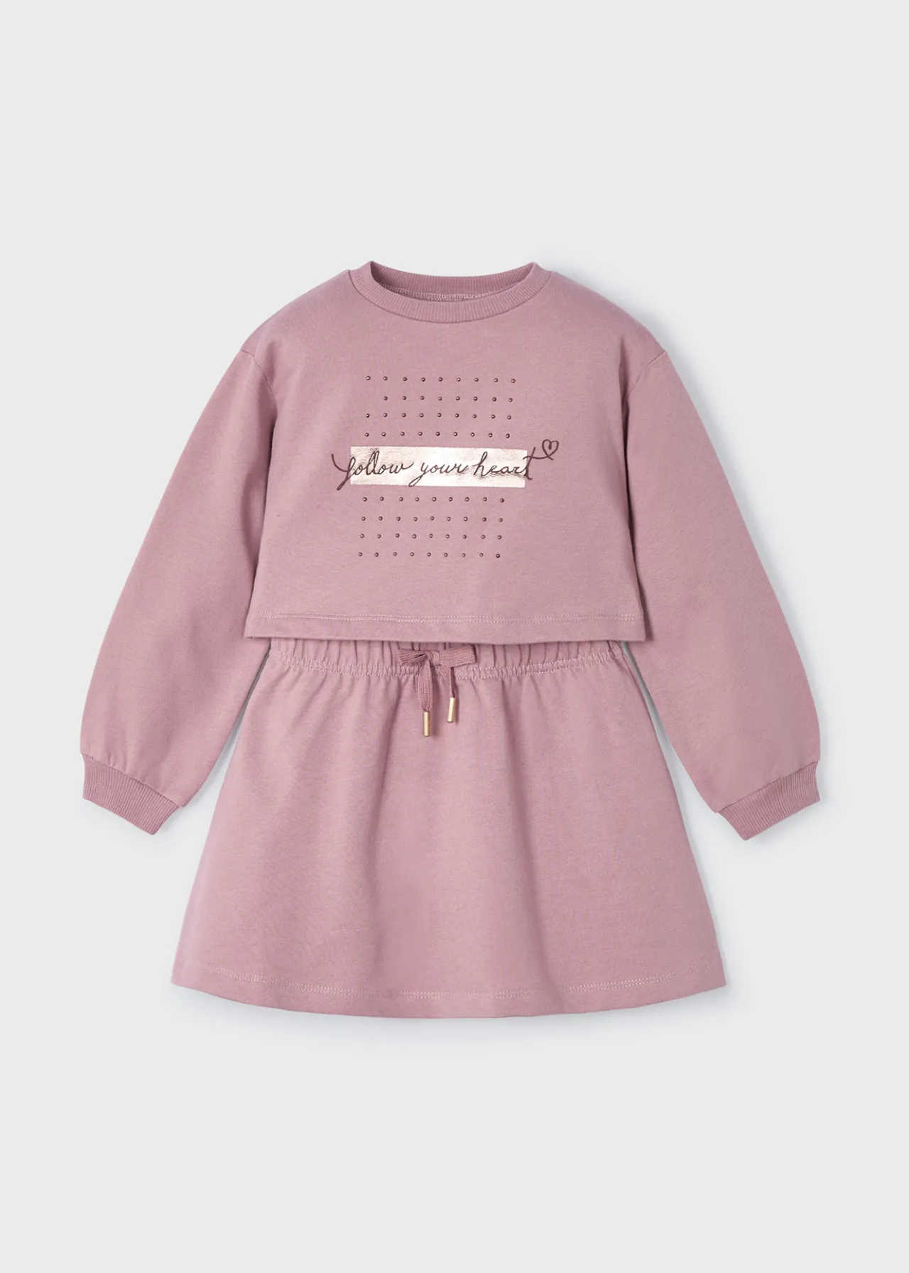 Mayoral Girl Sleeveless Dress with Text Print Sweater