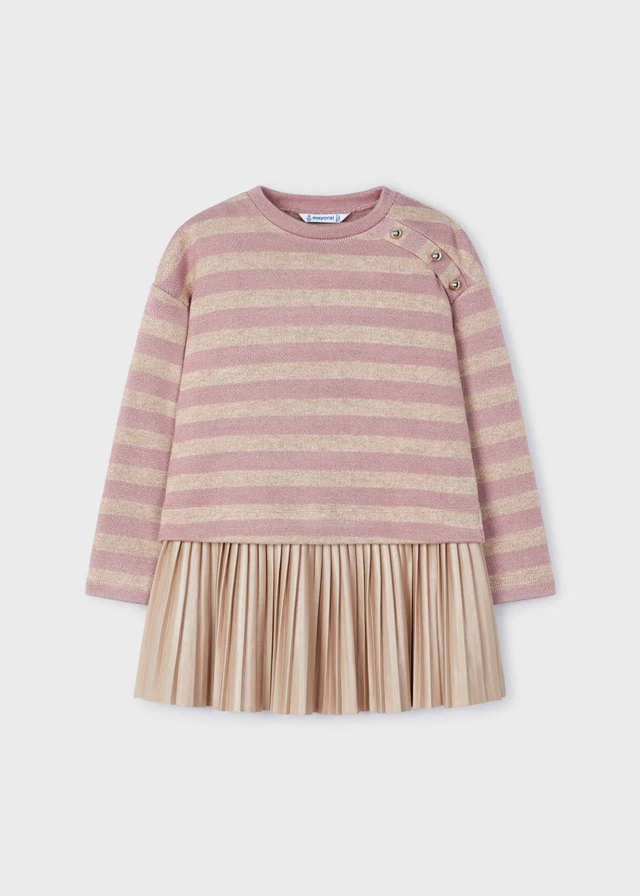 Mayoral Girl Sleeveless Dress with Striped Sweatshirt