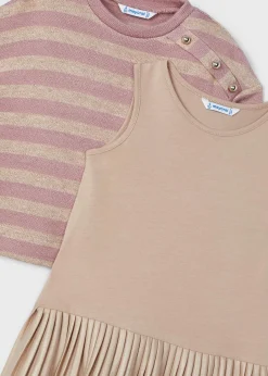Mayoral Girl Sleeveless Dress with Striped Sweatshirt