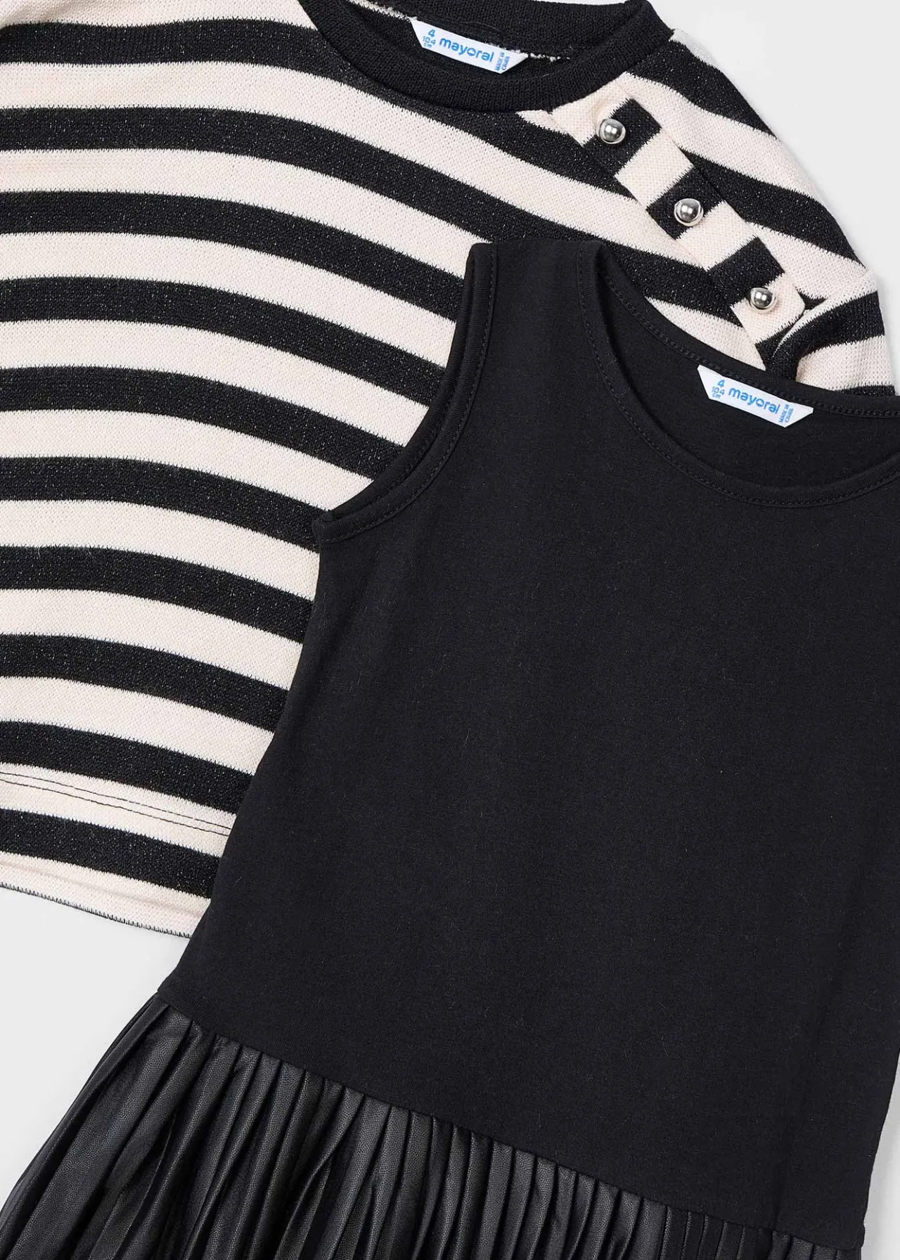 Mayoral Girl Sleeveless Dress with Striped Sweatshirt