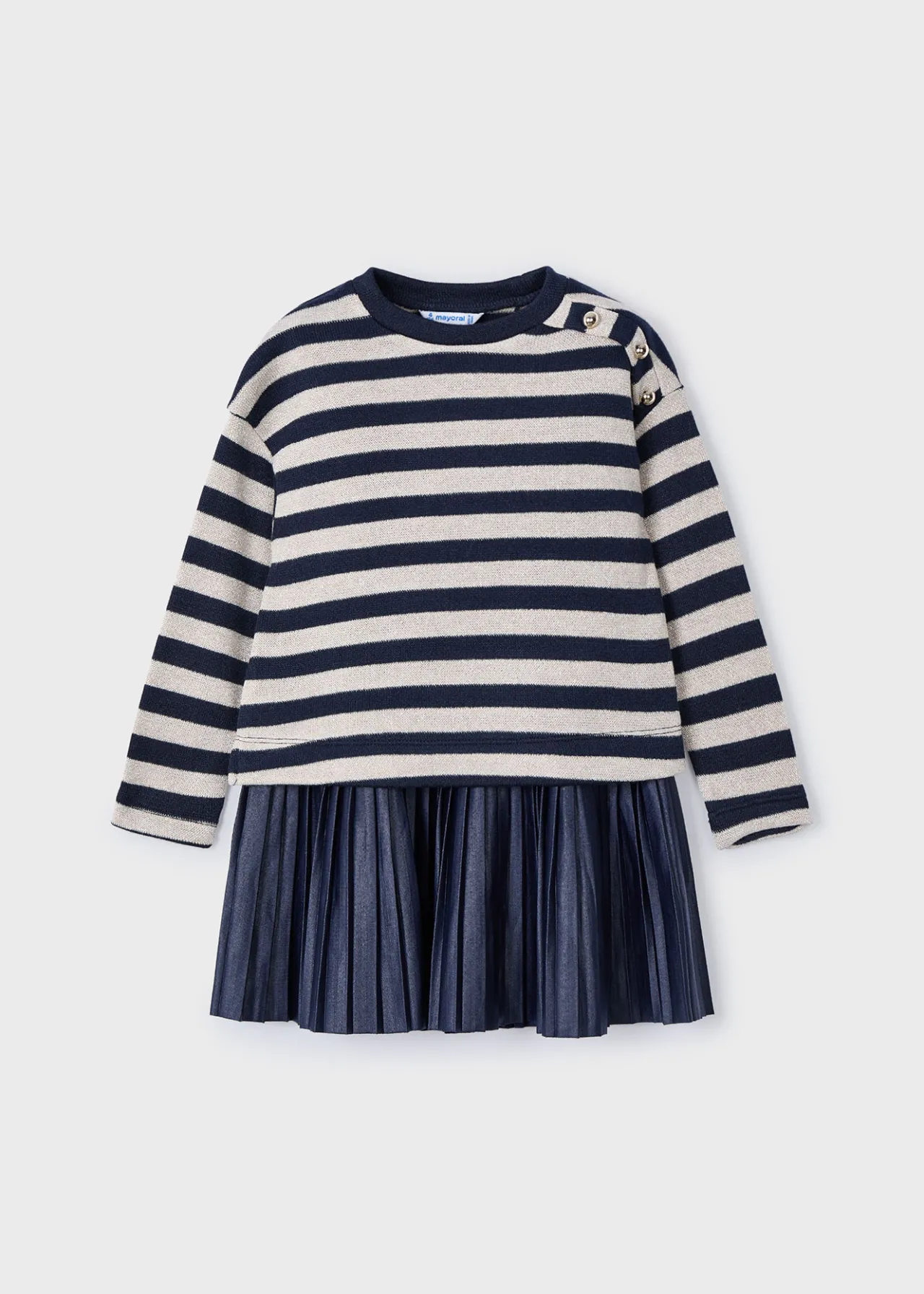 Mayoral Girl Sleeveless Dress with Striped Sweatshirt