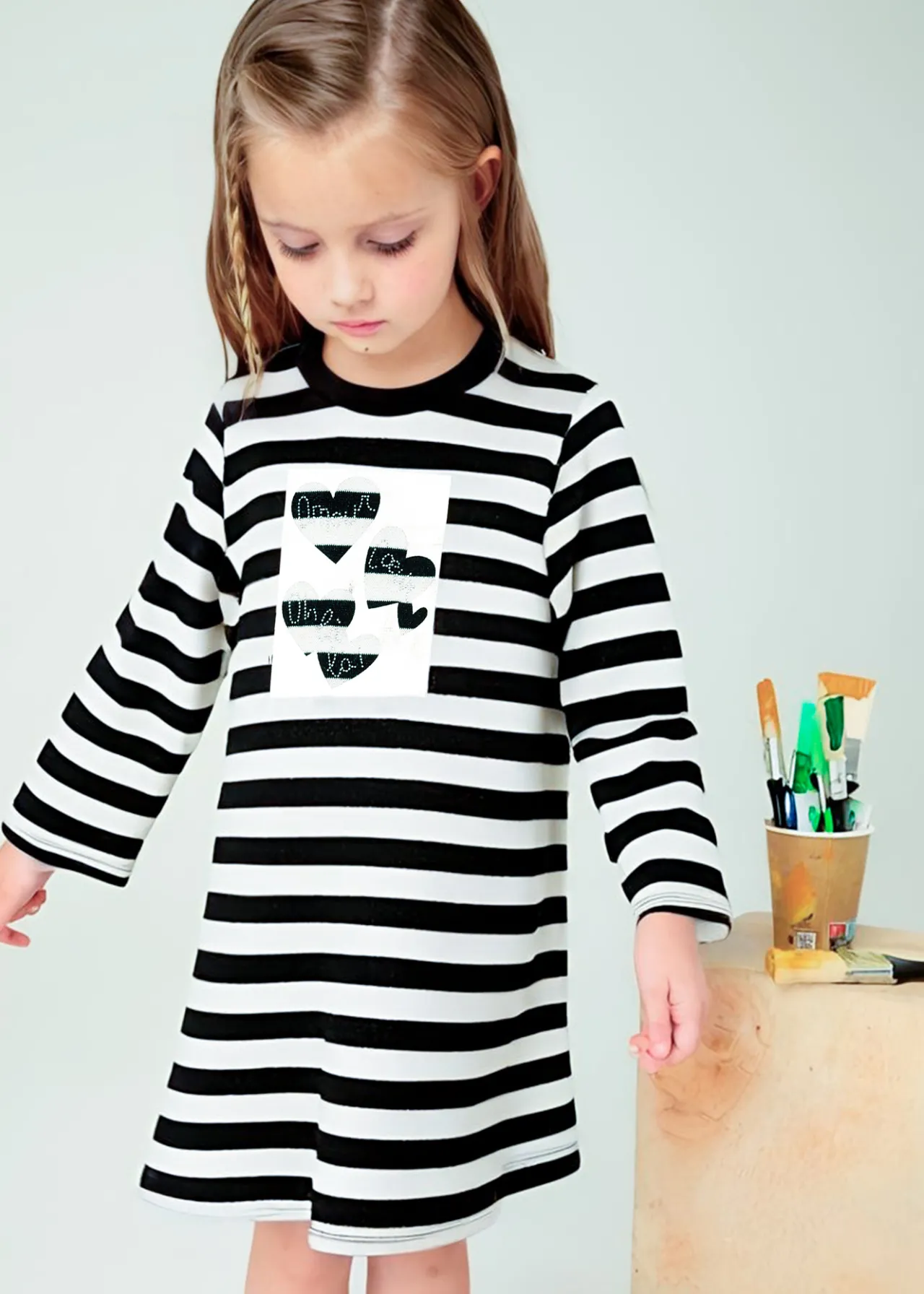 Mayoral Girl Striped Metallic Stitch Sweater