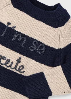 Mayoral Girl Striped Text Sweater