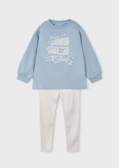 Mayoral Girl Suede Legging and Sweatshirt Set