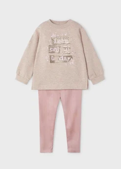 Mayoral Girl Suede Legging and Sweatshirt Set