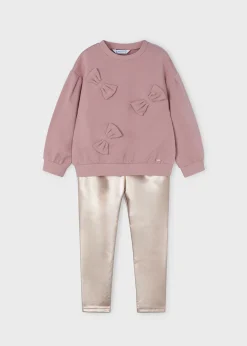 Mayoral Girl Sweatshirt and Metallic Leggings Set
