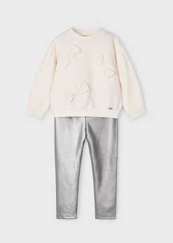 Mayoral Girl Sweatshirt and Metallic Leggings Set
